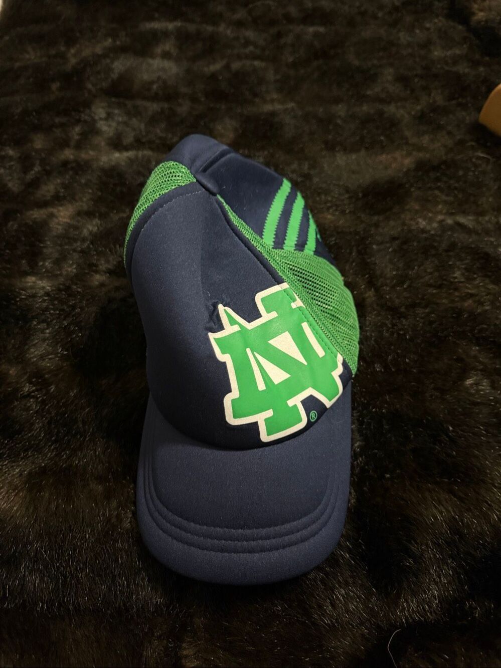Adidas Notre Dame Fighting Irish Snapback Hat Cap Big Logo Navy Blue Green